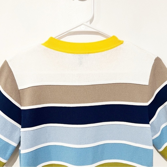 Escada Serus Striped Multicolor Colorblocked Short Sleeve Knit Sweater Top XS - Picture 6 of 9